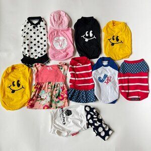Small Dog Breed M Lot Pet Clothes 4th of July Hoodie Dress Cupcake Smiley Shirt
